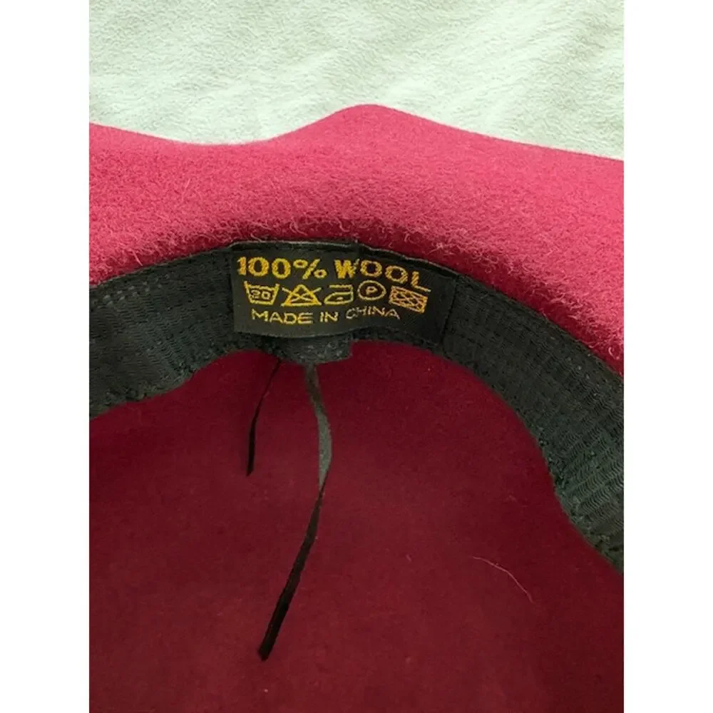 Burgundy Wool Boho Floppy Wide Brim Hat 70s Retro Romantic Cottage Whimsigoth